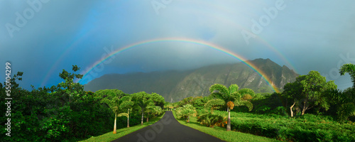 Rainbow over Hoomaluhia Botanical Garden, Kaneohe, Hawaii Islands, USA photo