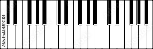 Piano keys. Musical instrument keyboard. Vector illustration.
