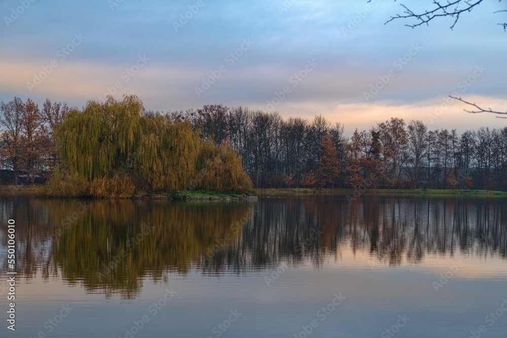 Obraz premium river with calm water in autumn