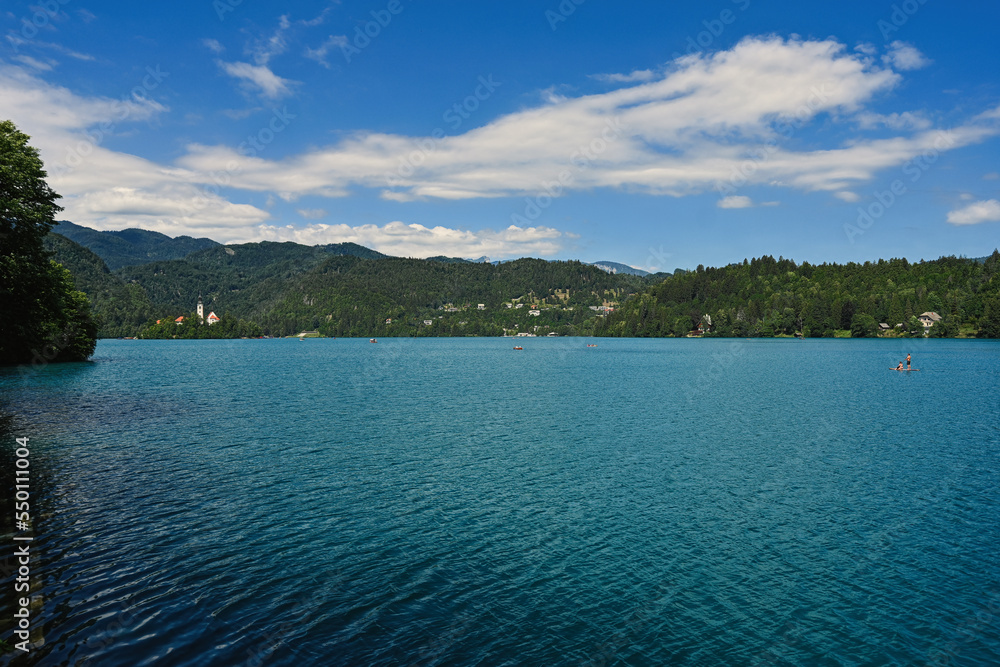 Lake Bled with St. Marys Church of Assumption on small island, Slovenia.