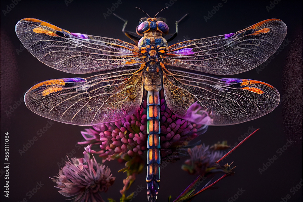 Glass Looking Dragonfly Sitting on Flower Glass Looking Dragonfly Sitting on Flower