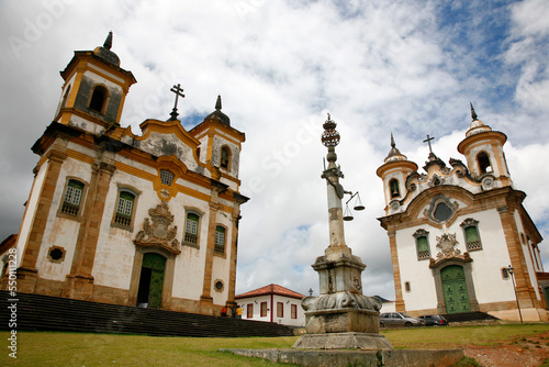 Sao Francisco de Assis and Nossa Senhora do Carmo churches at Praca Minas Gerais, Mariana, Minas Gerais, Brazil. photo