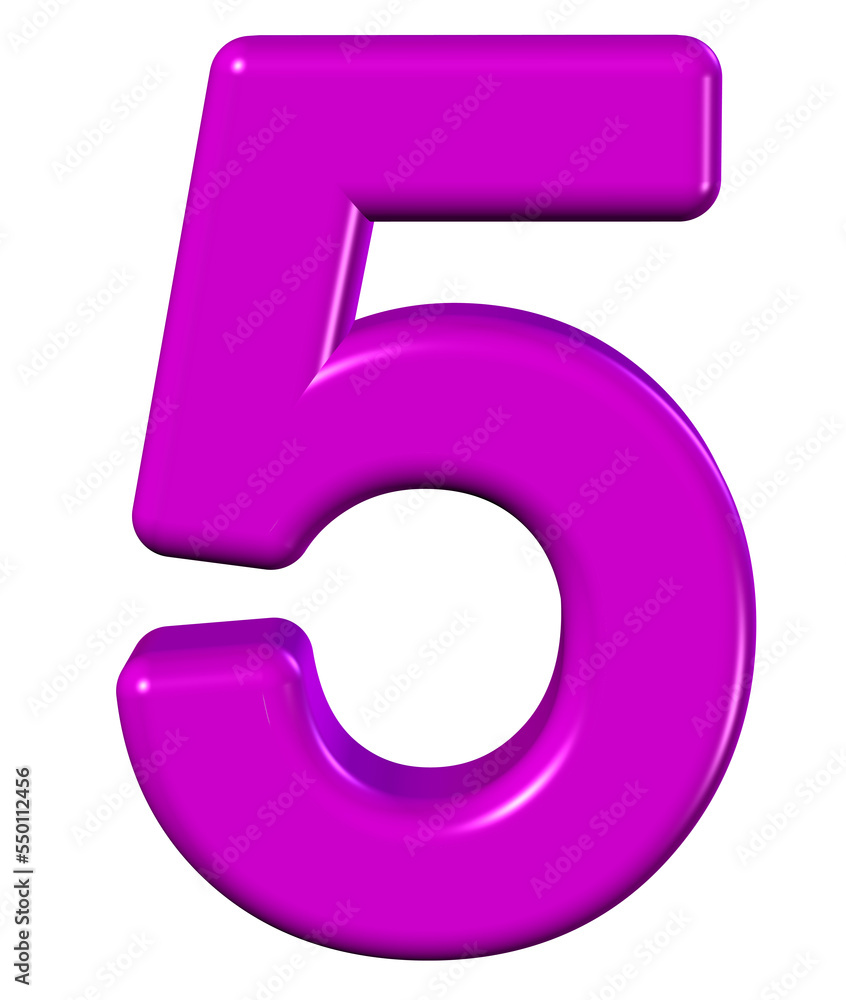 Number 5 in 3d pink color Number 5 in 3d pink color