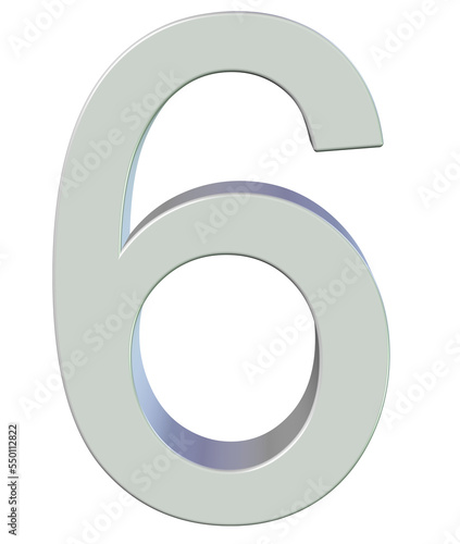 3d number  6 with metal