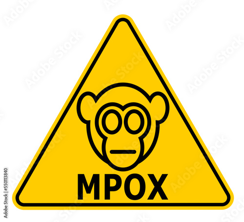 Vector illustration of warning sign against monkeypox virus disease renamed to mpox due to racism stigma