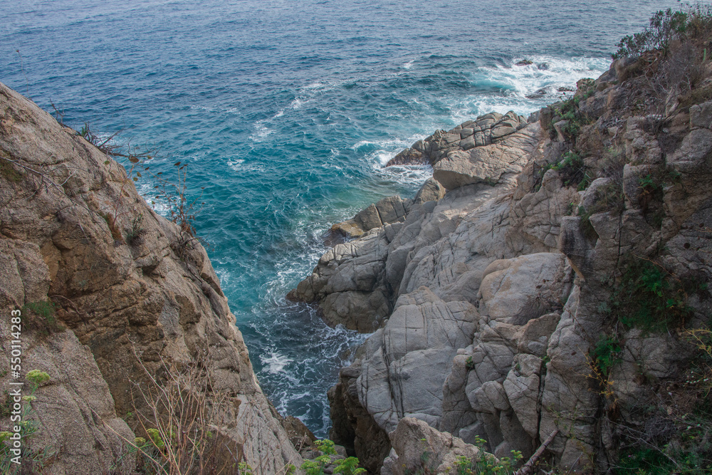 Beautiful landscape, rocky shore of the mediterranean sea. Catalonia