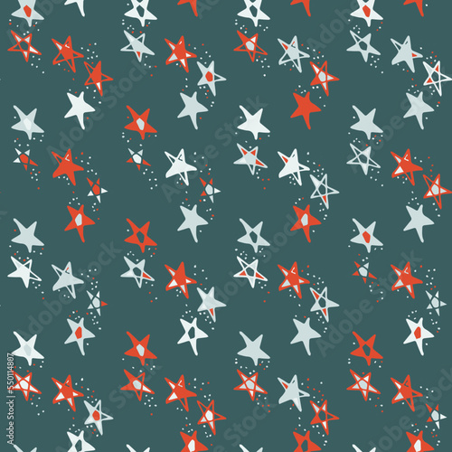 Seamless pattern with hand drawn doodle stars