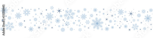 Christmas pattern of snowflakes and stars. Blue snowflakes on white background. Snowflake pattern. Vector EPS 10