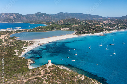 Aerial view of Spiaggia di Porto Giunco, Sardinia © pics721