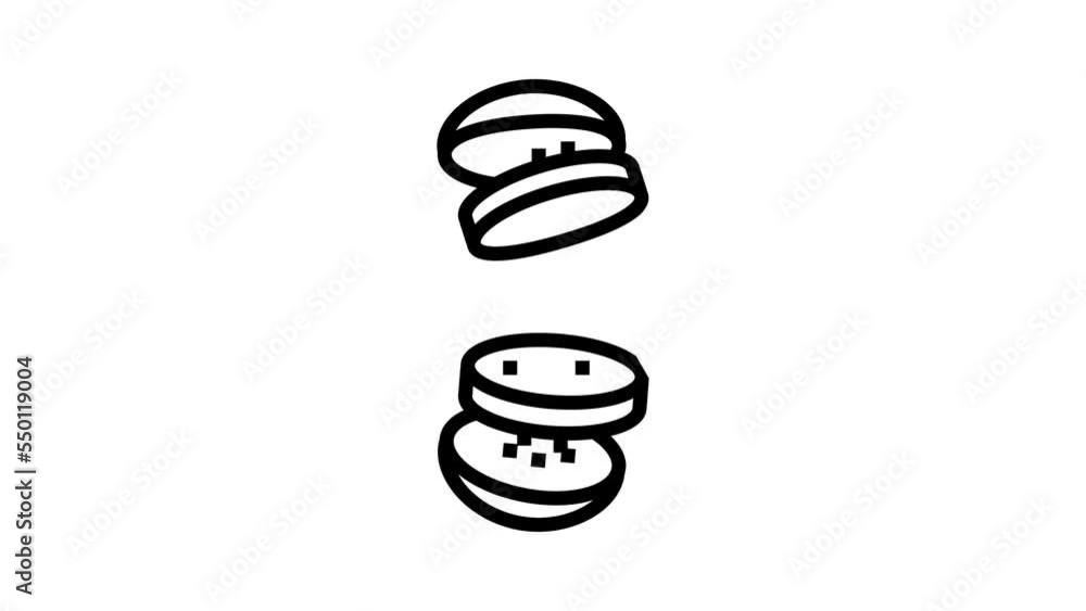 cut kiwi ingredient line icon animation cut kiwi ingredient line icon animation