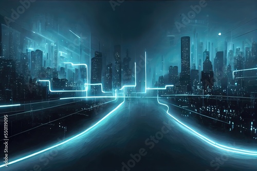 Abstract neon city navigation background  red neon.