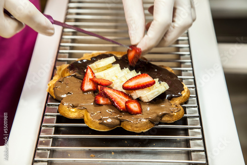 waffle making closeup