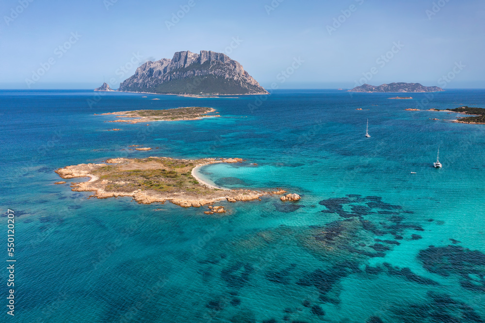 Aerial view of Tavolara Island in Sardinia