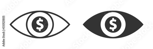 Human eye with dollar sign. Vector illustration.