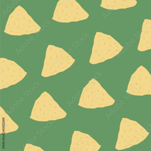 mexican nachos seamless pattern on green background