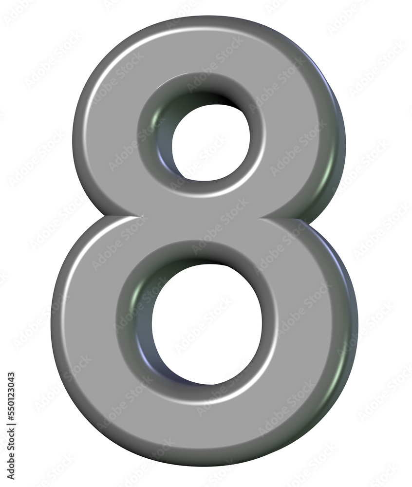 3d number 8 in metal 3d number 8 in metal