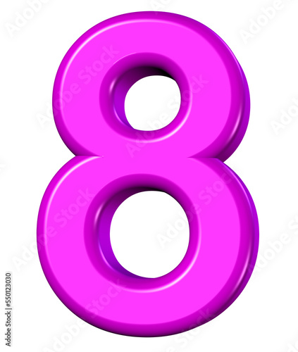 3d pink number 8