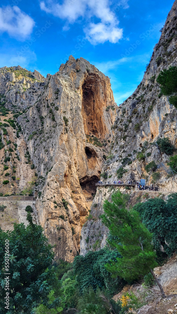 The Kings Little Path. The Famous Walkway Along the Steep Walls of a Narrow Gorge in El Chorro.
