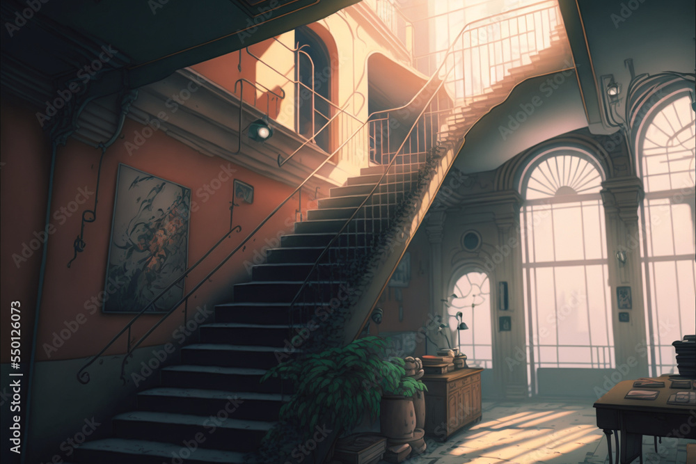 Fototapeta premium Japanese Streets With Large Staircases