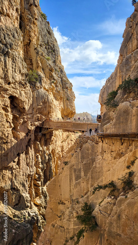 Caminito Del Rey, Spain, November 25, 2022: Bridge in Gorge of the Gaitanes in El Caminito Del Rey Near Ardales in the Province of Malaga, Spain photo