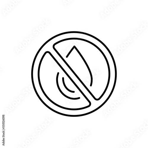 No water drop line style icon. Liquids are prohibited. Not a waterproof characteristic symbol. Adjustable stroke width. eps 10