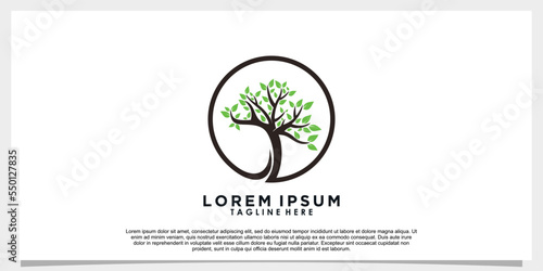 tree life and roots logo design with template