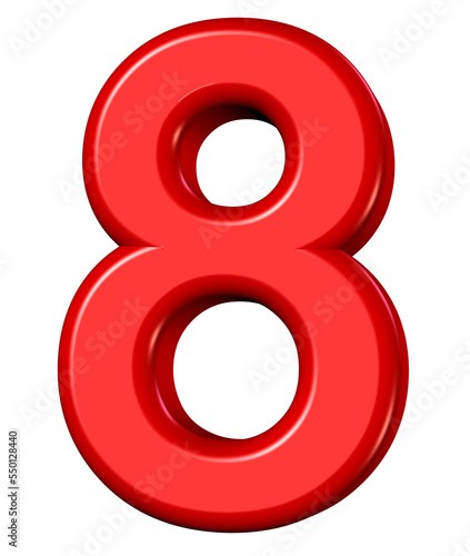 3d red number 8