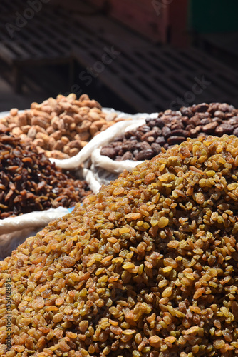 dried fruit at market stall in India © Schneestarre