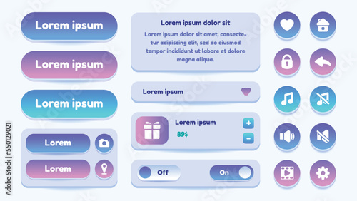User interface elements for mobile app or game. Set of user interface elements. Vector. Simple flat modern design. For mobile devices, web, social networks, business.