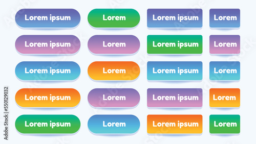 User interface buttons for mobile app or game. Vector. Simple flat modern design. For mobile devices, web, social networks, business.
