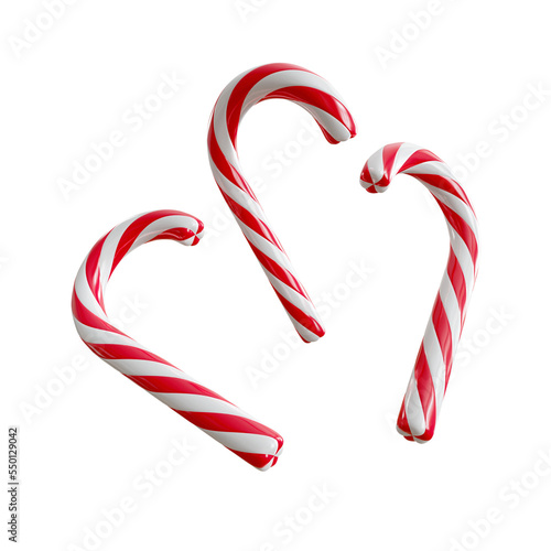 Christmas red and white candy. 3D illustration.
