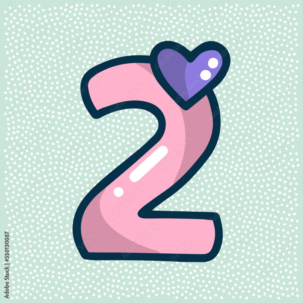 unicorn font, pink number 2 with heart unicorn font, pink number 2 with heart
