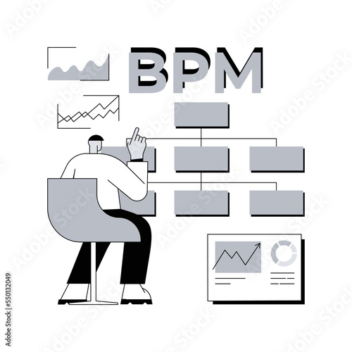 Business process management abstract concept vector illustration. BPM visualization software, business analysis, operation management, monitoring automation, process optimization abstract metaphor.