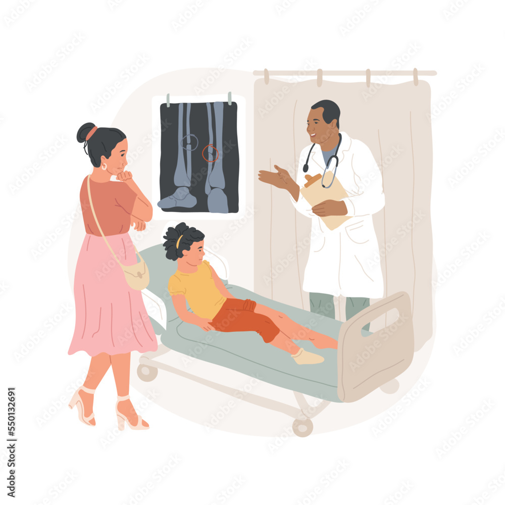 Bone fracture isolated cartoon vector illustration. Doctor making x-ray ...