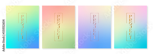 Set of universal cover templates with colorful gradient backgrounds in a modern style. For brochures, booklets, catalogues, posters, branding, social media and other projects. For web and print. 