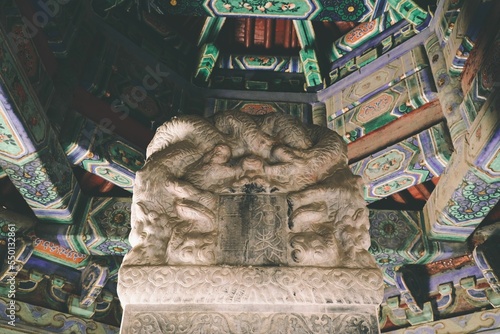 Closeup shot of the sculptures of the Biyun Temple in Beijing,China photo