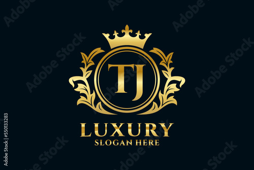 Initial TJ Letter Royal Luxury Logo template in vector art for luxurious branding projects and other vector illustration. photo