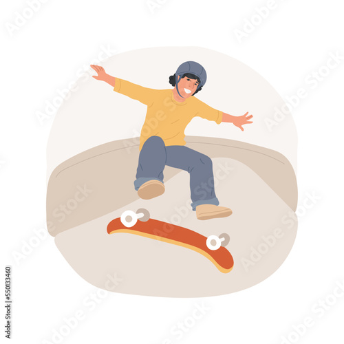 Doing tricks isolated cartoon vector illustration. Sporty teenage boy skateboarder doing flip trick, extreme sport addiction, teens active lifestyle, leisure time outdoors vector cartoon.