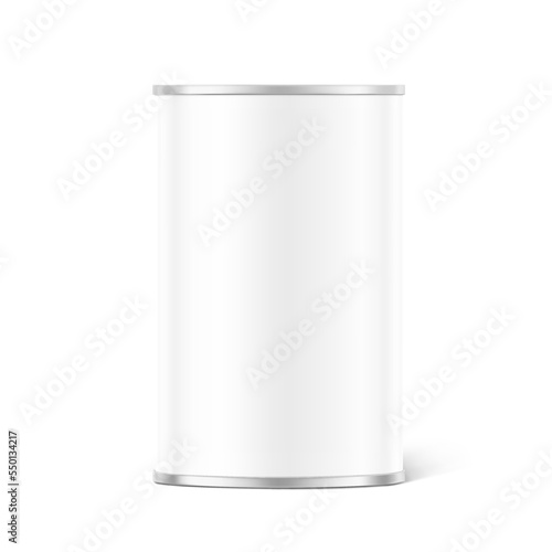 Hight realistic can mockup. Vector illustration isolated on white background. Easy to use for presentation your product, idea, design. EPS10.	