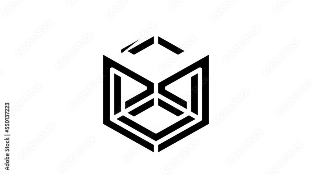 cube impossible geometric shape glyph icon animation cube impossible geometric shape glyph icon animation