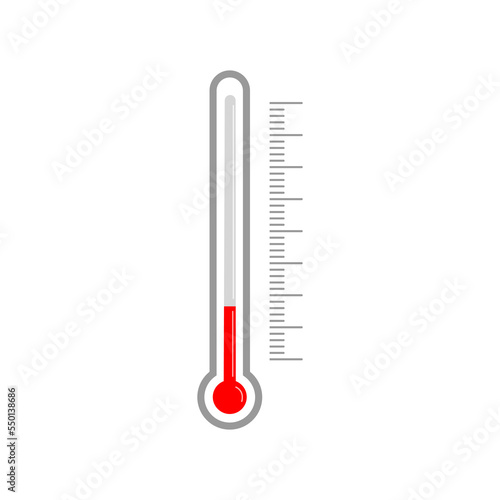 Meteorological thermometer glass tube with mercury and graphic scale degree. Vertical indoor or outdoor temperature measuring tool isolated on white background. Vector flat illustration