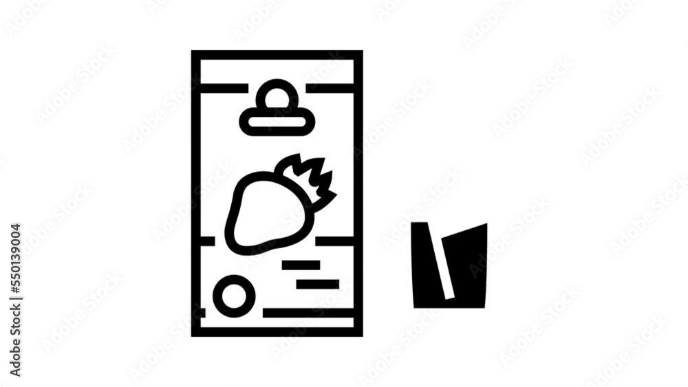 strawberry juice line icon animation strawberry juice line icon animation