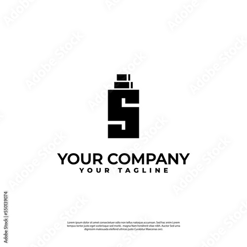 logo illustration of e-cigarette vapor, negative space hipster