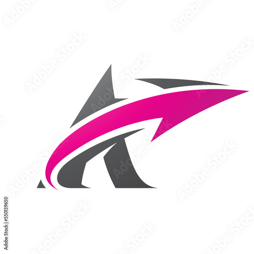 Bold Curvy Black Letter A with a Magenta Arrow