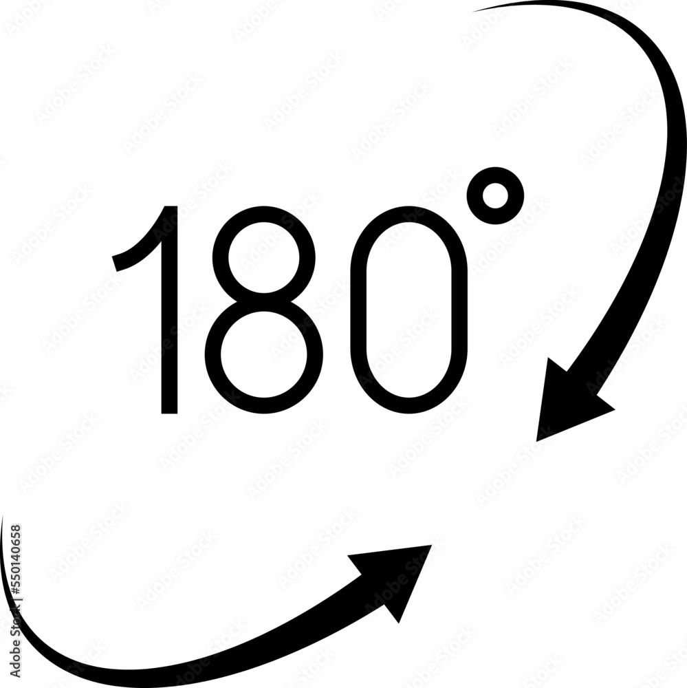 180 degrees vector icon. Round signs with arrows rotation to 180 degrees. Rotate symbol isolated on transparent background. Vector illustration. 180 degrees vector icon. Round signs with arrows rotation to 180 degrees. Rotate symbol isolated on transparent background. Vector illustration.