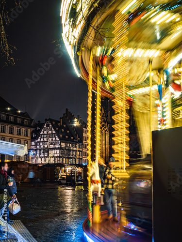 Christmas decorations in the streets of Strasbourg, the capital of Christmas. Christmas market.