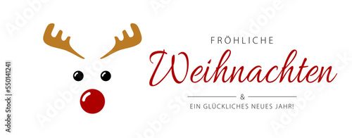German text Fröhliche Weihnachten und ein glückliches Neues Jahr! Merry Christmas and Happy New Year. Vector illustration. Cartoon