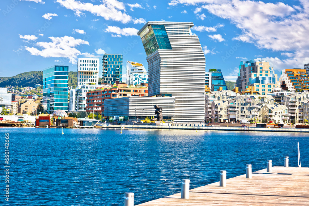Contemporary architecture of Oslo waterfront view