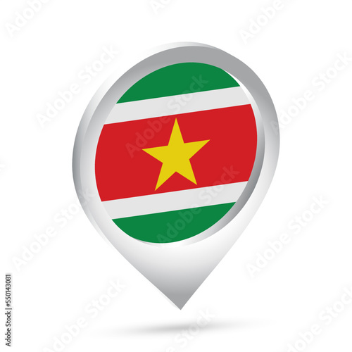 Suriname flag 3d pin icon Free Download Suriname flag 3d pin icon - GFXLoad