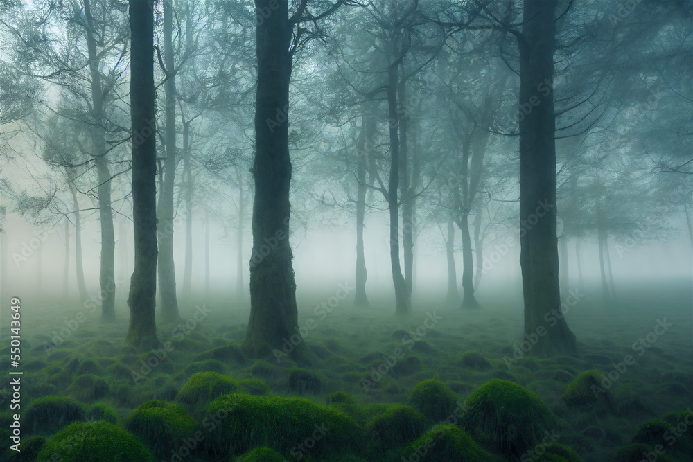 Fototapeta premium misty dawn in the forest